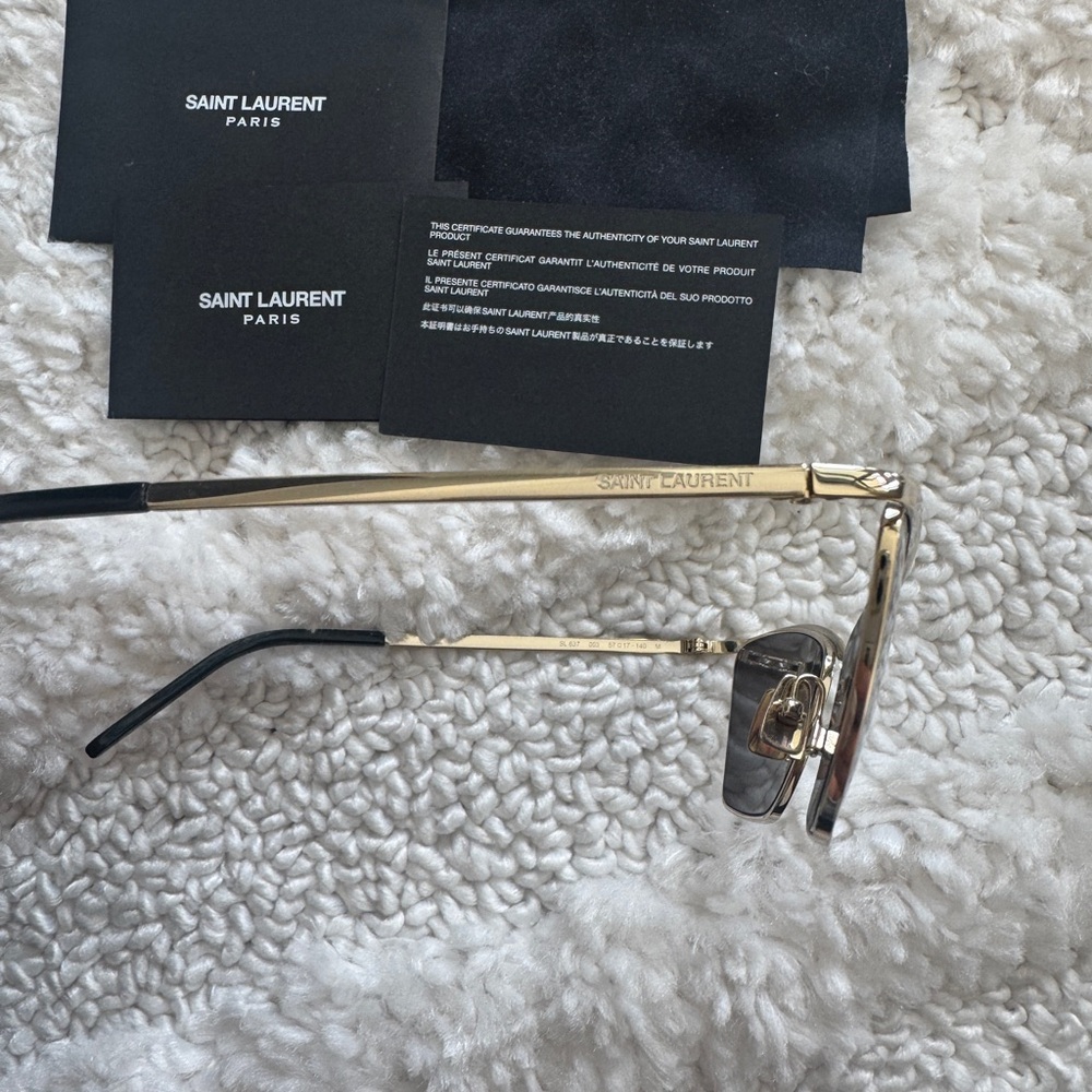 Saint Laurent Gold and Black Cat-Eye Sunglasses - Picture 5 of 9